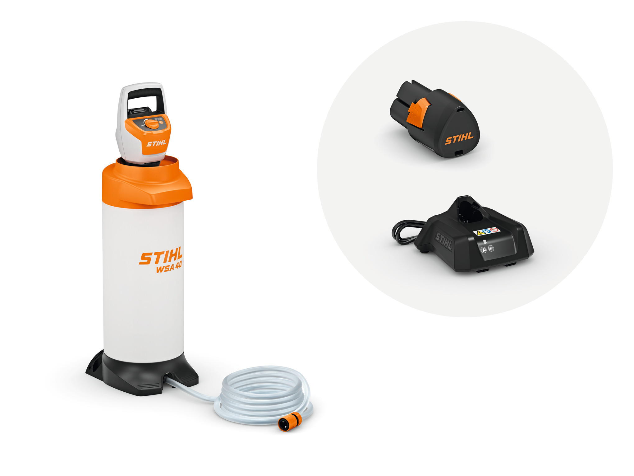 STIHL WSA 40 Cordless Pressurised Water Container with AS 2 battery and AL 1 charger